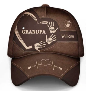 Custom Cap, Grandpa Dad Kids Handprints, Father's Day Gift, Birthday Gift - Picture 1 of 6