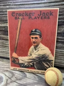 1914 Cracker Jack Joe Jackson Art Wood Baseball Card Sign Display - 8"x12" - Picture 1 of 3