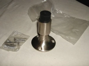 NEW COMMERCIAL GRADE 14 OZ BRUSHED STAINLESS STEEL 3.75"X2.5" WALL MT. DOOR STOP - Picture 1 of 6