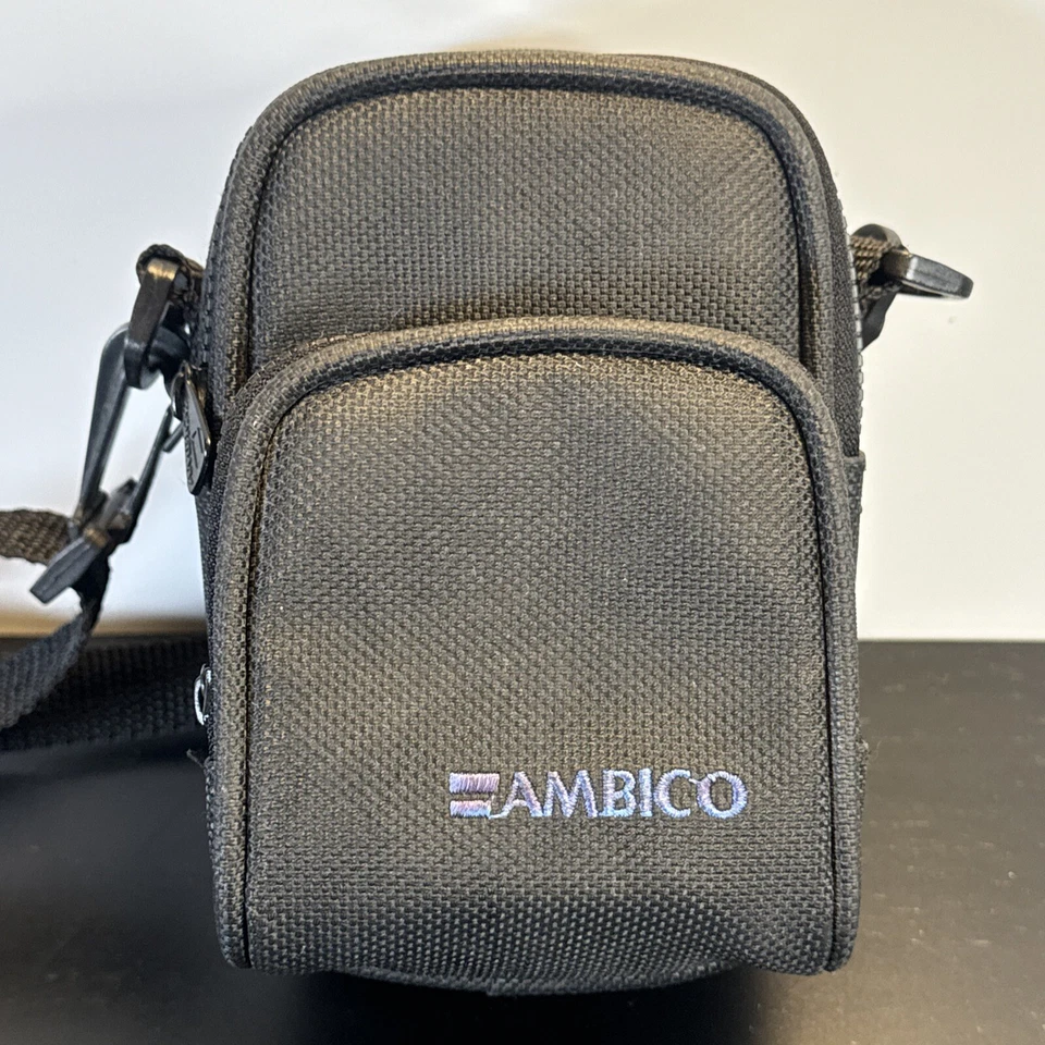 Ambico Camera Black Case 2 Zippered Pocket Pouch Bag Tote about 7"x4" with Strap - Image 1 of 4