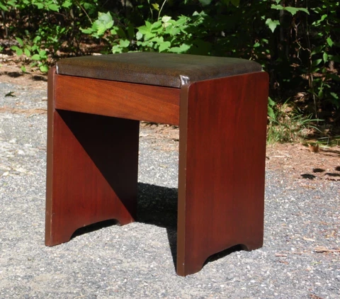 Vintage Art Deco Mahogany Singer Sewing Stool Vanity Chair Bench with Storage Cover