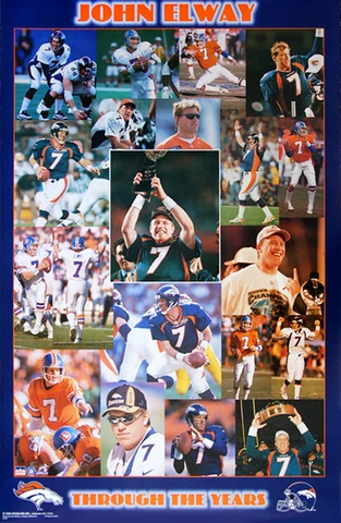 John Elway THROUGH THE YEARS Denver Broncos Career 1999 NFL 22x34 POSTER Cover