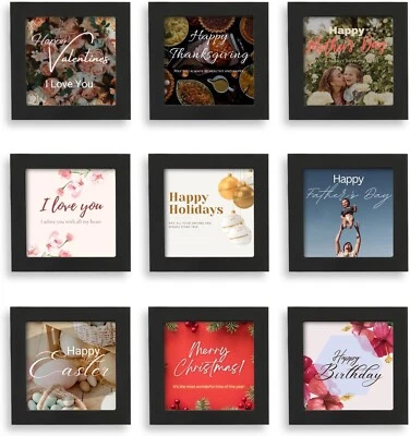 , 4x4 Frames, Black Picture Frame Instagram Photo Collage Frame, Set of 9, 4 ... - Image 1 of 4