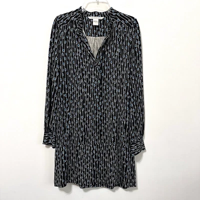 Vestido Camisa Tunisa de Seda Manga Larga Diane Von Furstenberg Talla 8 Medio Botón Trabajo Foto 1 de 4