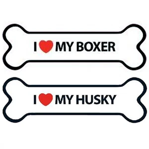 Kühlschrankmagnet Husky oder Boxer Hundeknochenform Magnet I Love My Magnetschild - Bild 1 von 3