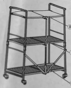 3 Tier Folding Storage Rack Heavy Duty Metal Bookshelf Shelving Unit with Wheels - Picture 1 of 7