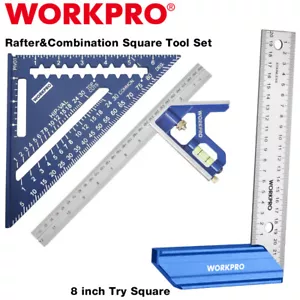 WORKPRO 8-inch Try Square Tool/2PIECE Rafter Square &Combination Square Tool Set - Picture 1 of 25