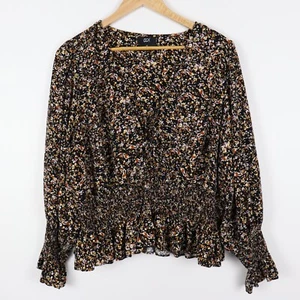City Chic CCX Women's Blouse Top, Size XL (AU 22), Peplum, V-Neck, Brown - Picture 1 of 4