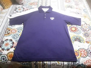 TCU..HORNED FROGS..PURPLE/WHITE TRIM POLO STYLE SHIRT..ADULT LARGE  - Picture 1 of 6