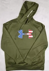 Under Armour Hoodie Mens Medium Green USA Freedom Pullover - Picture 1 of 11