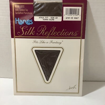 Calcetines pantimedias vintage Hanes Silk Reflections control CD #717 Town Taupe Foto 1 de 4