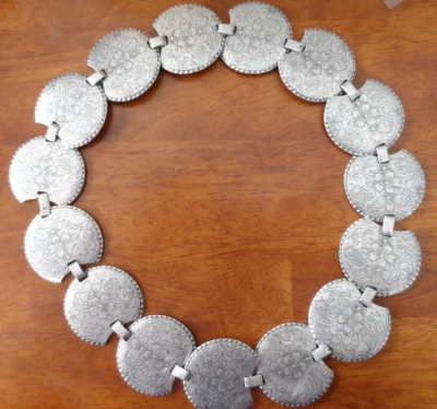 CINTURÓN BISUTERÍA MUJER METAL PLATA VINTAGE MARTILLADO E-11 Foto 1 de 4