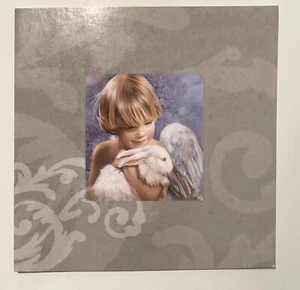 Artist N.A. Tarjeta Noel + Sobre Angel Boy White Bunny Rabbit Tarjeta en blanco - Imagen 1 de 5