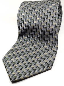 BURBERRY made in ITALY 100% Silk Tie Men's 61" Long Gray Silver Green Gold NEW - Picture 1 of 4