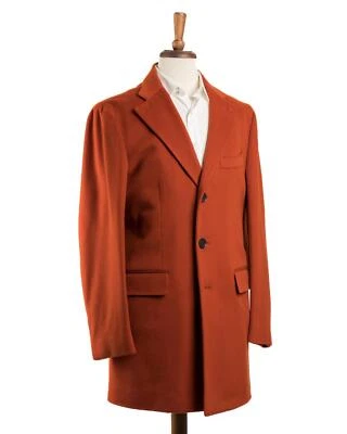 Isaia $4,500 NWT Orange 100% Wool Lined Overcoat (52 IT) 42 US L - Image 1 of 4
