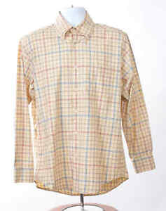 Alex Cannon Men's Yellow Plaid 100% Cotton Long Sleeve Shirt 