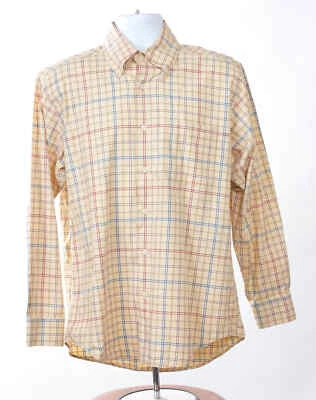 Camisa de manga larga Alex Cannon amarilla a cuadros 100 % algodón para hombre  Foto 1 de 4