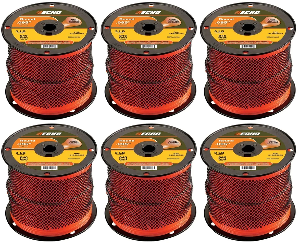 Echo Genuine 6-Pack 3 Lb Spool .095" Diameter Round Trimmer Line 313095053-6PK - Image 1 of 1