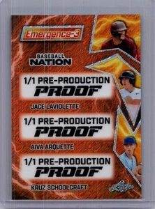 Laviolette Arquette Schoolcraft 2025 Leaf Baseball 1/1 Pre Production Proof - Bild 1 von 1