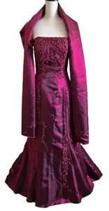 Sue Wong Nocturne Gown 8 Floral Beaded Formal Elegant w/Shawl Cover - Picture 1 of 9