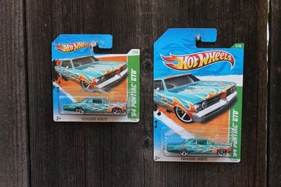 Hot Wheels ’64 Pontiac GTO Treasure Hunt короткая и длинная карточка (открывающийся капот) - Изображение 1 из 2