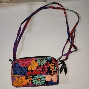 VERA BRADLEY Crossbody Purse ID Wallet, Flora Fiesta Gorgeous, All in One - Picture 1 of 10