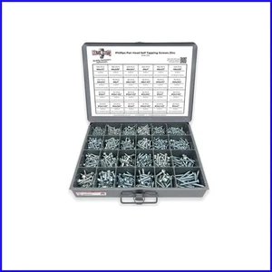 Kit surtido de tornillos autorroscantes con cabeza de cacerola chapada en zinc 1421 piezas - varios tamaños - Imagen 1 de 7