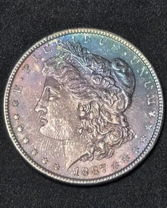 1887 P MORGAN SILBER DOLLAR GETÖNT UNC - Bild 1 von 3