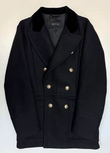 Gucci Peacoat Men's Wool Black Size 44 Excellent Used Jacket Used From Japan F/S - Picture 1 of 6