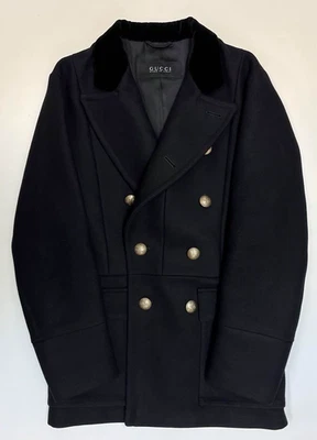 Gucci Peacoat Men's Wool Black Size 44 Excellent Used Jacket Used From Japan F/S - Image 1 of 4
