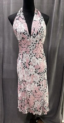 Privilege 花卉 100% 真丝吊带连衣裙 XS 码 — 第 1/4 张图片