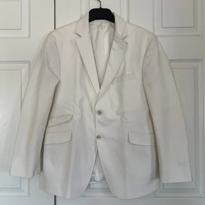 Mens White Business/Casual Cotton Lightweight Fully Lined Blazer Jacket  42 - Image 1 of 4