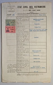 Cambodia Revenue Stamp Document (Birth Cert.) - Picture 1 of 1