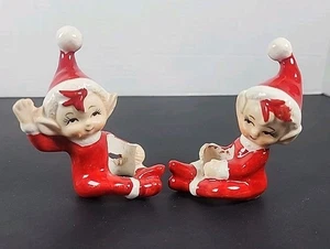 2 Lefton Red Pixie/Elf Christmas Xmas Holiday Candle Huggers - Japan - Picture 1 of 7