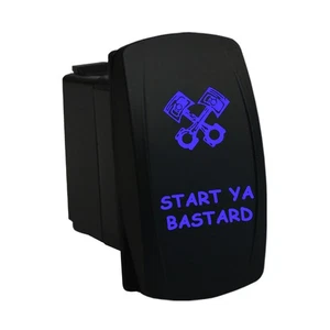 Wippschalter 12V 679BM START YA BASTARD Lasergeätzt Dual LED BLAU Momentary - Bild 1 von 1