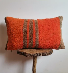 Moroccan Handmade Kilim Orange Cushion Cover Throw Pillow Case Sofa boho. - Picture 1 of 4