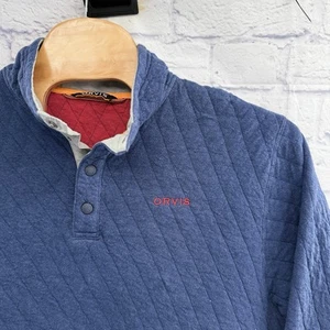 Sudadera Pullover Orvis Trout Bum 1/4 A Presión Acolchada XL Azul Waffle Gris Rojo - Imagen 1 de 11