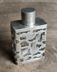Botella de perfume de vidrio vintage de plata esterlina .925 de México de 3" de alto - Imagen 1 de 6