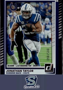 2025 Donruss #60 Jonathan Taylor Season Stat Line #/500 - Bild 1 von 2
