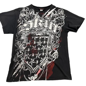 Vtg Y2K Skin Industries T Shirt Medium Fits Like Small Black DIstressed Stained - Picture 1 of 10