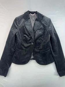 The Limited Blazer Damen Größe 4 Schwarz Samt 1 Knopfleiste Stretch - Bild 1 von 13