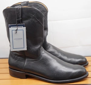 Nuovo! Stivali da cowboy LUCCHESE Kennedy Roper in pelle di bufalo nera taglia 15 D - Foto 1 di 13