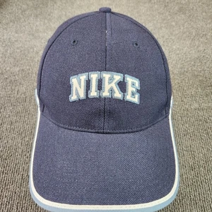Vintage Nike Hat Adult One Size Y2K 100% Wool Blue Spellout Baseball Cap - Picture 1 of 9