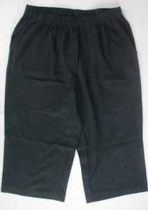 LANDS END Black Sport Knit Elastic Waist Pull On Capri Pants Womens XS 2/4 NEW - Picture 1 of 9