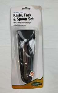 STANSPORT TABLEWARE KNIFE FORK SPOON SET STAINLESS STEEL CAMPING OUTDOOR NEW - Picture 1 of 5