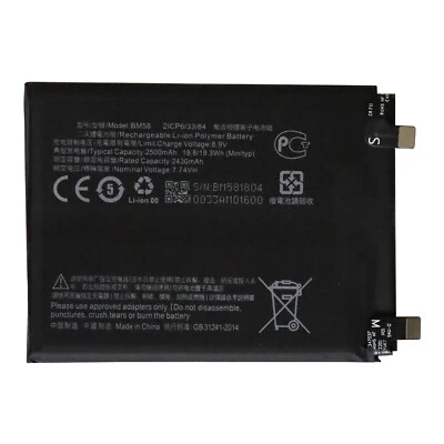 适用于小米 11T Pro 5G 2107113SG 11T 210811RG 替换电池 BM58 2500mAh — 第 1/4 张图片