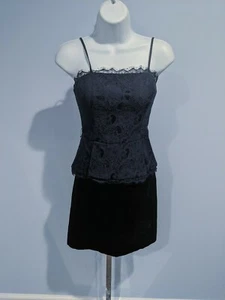 Vestido Kate Young Azul y Negro Encaje Peplum Talla 2 - Imagen 1 de 5