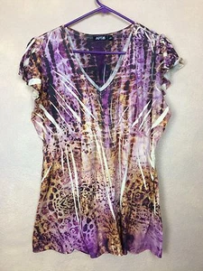 Apt 9 Jersey Top Empire Waist Lightweight Airbrushed Tie Dye Print Size L - Picture 1 of 8