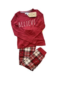Rae Dunn Infant Christmas BELIEVE Pajama Set Size 5 and 6 NWT - Picture 1 of 8