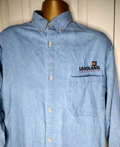 Vintage 1999 LEGOLAND Long Sleeve Button Up Shirt Faded Denim Mens Sz Lg USA - Picture 1 of 8